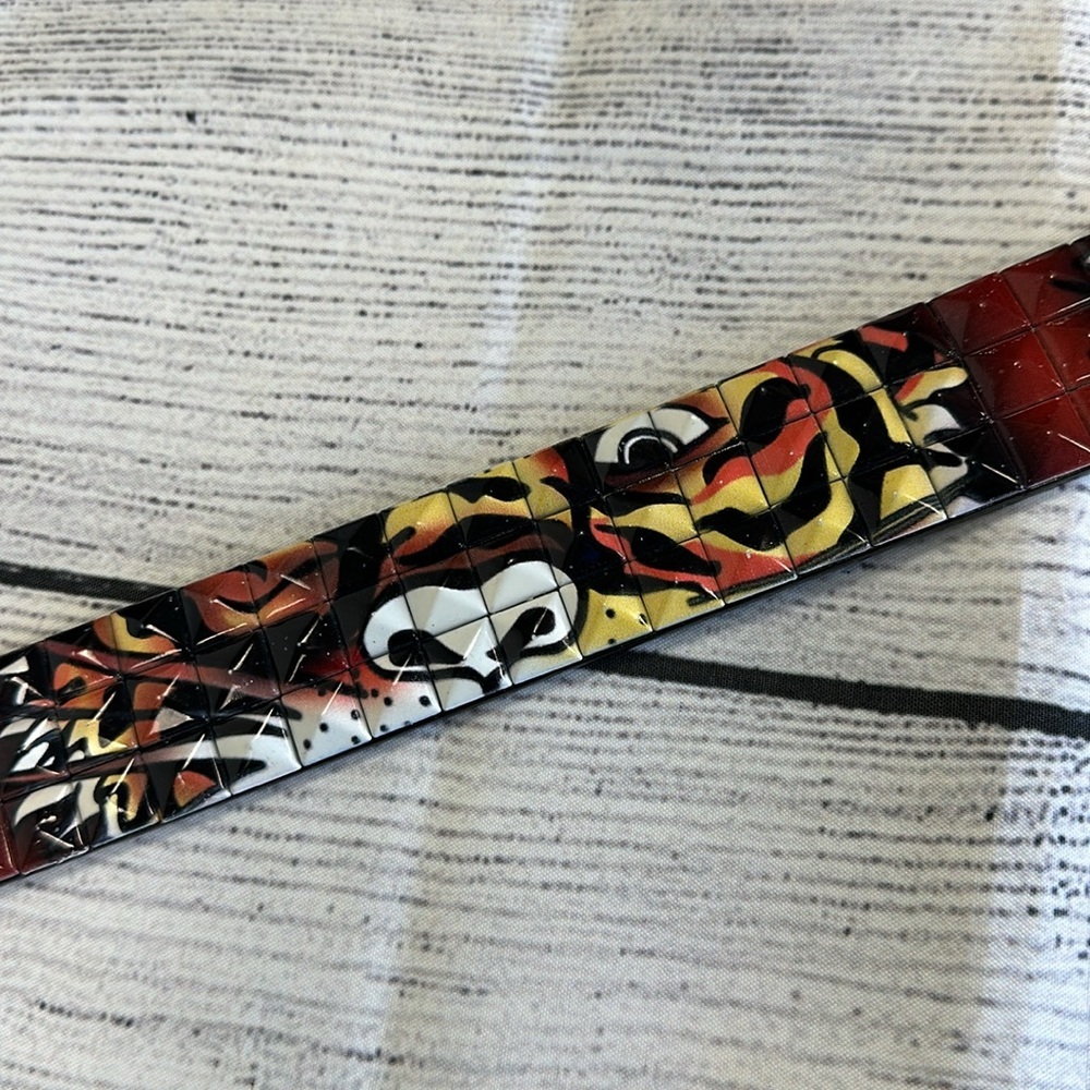 Genuine Italian Design Leather Belt Unisex • Tiger Tiles • Sz L • NEW!! - Picture 9 of 10